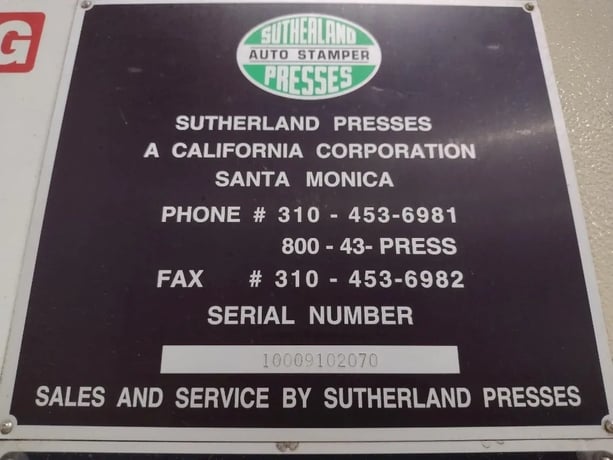 160 Ton, Sutherland #FTP-160, Gap Press, 7.87" stroke, 3.93" slide adj, 30-50 SPM, 20 HP, 2000, FTP-160 - Image 6