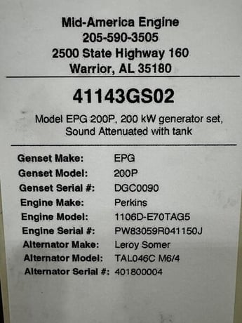 200 KW Model #EPG200P, diesel generator, sound attenuated enclosure, 120/208 Volts, critical silencer, new - Image 5