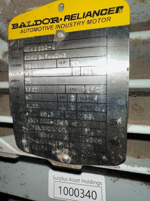 20 HP 1770 RPM Baldor, Frame 286U, 460 Volts, Squirrel Cage, electrically OK - Image 1