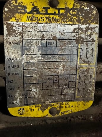 40 HP 1750 RPM Baldor, Frame 364U, 208-230/460 Volts, Squirrel Cage, electrically OK - Image 1