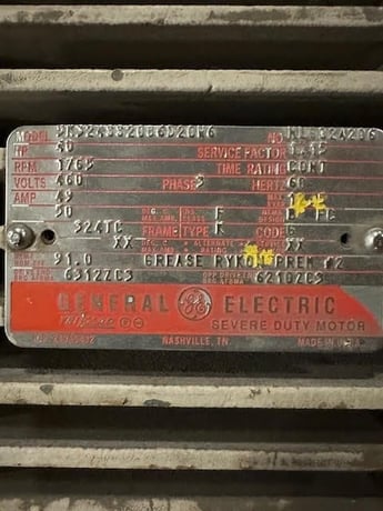 40 HP 1765 RPM General Electric, Frame 324TC, 460 Volts, Squirrel Cage, electrically OK - Image 1