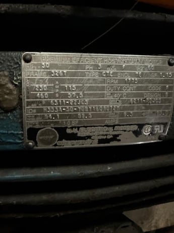 50 HP 1775 RPM U.S. Motors, Frame 326T, 230/460 Volts, Squirrel Cage, electrically OK - Image 1