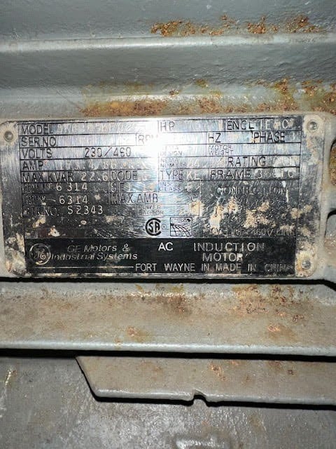 75 HP 1750 RPM General Electric, Frame 365TC, 230/406 Volts, Induction Motor, electrically OK - Image 1