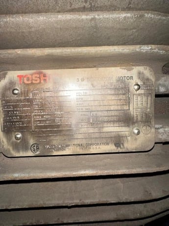 75 HP 1765 RPM Toshiba, Frame 365T, 230/460 Volts, Squirrel Cage, electrically OK - Image 1