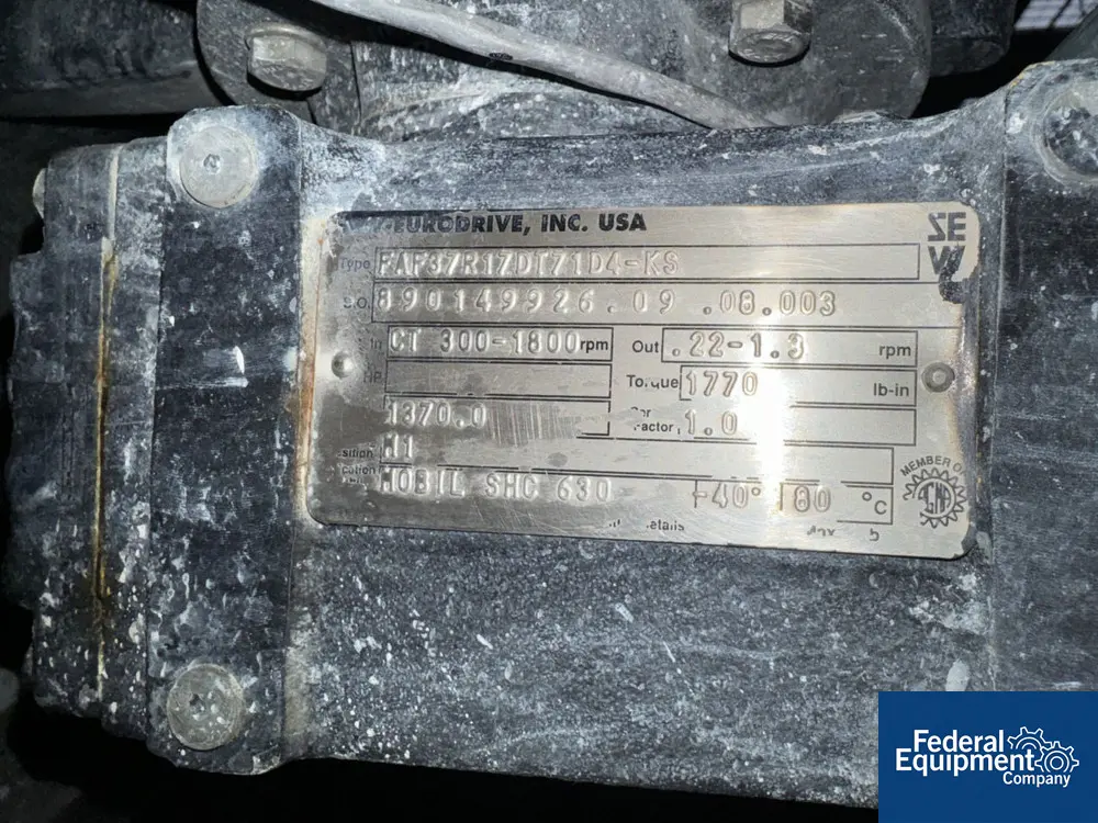 EssentricPumps, Portable Peristaltic Pump, On 2 HP Cart, 460 V. motor, 1370:1 Gearbox - Image 7