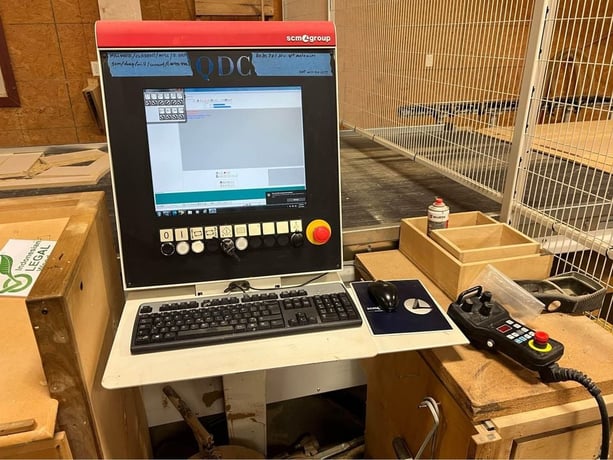 SCMI #Pratix-N-15, CNC router, 5' x 12' table, scissor lift, outfeed table, (2) 10 HP vacuum pumps, 2014 - Image 7