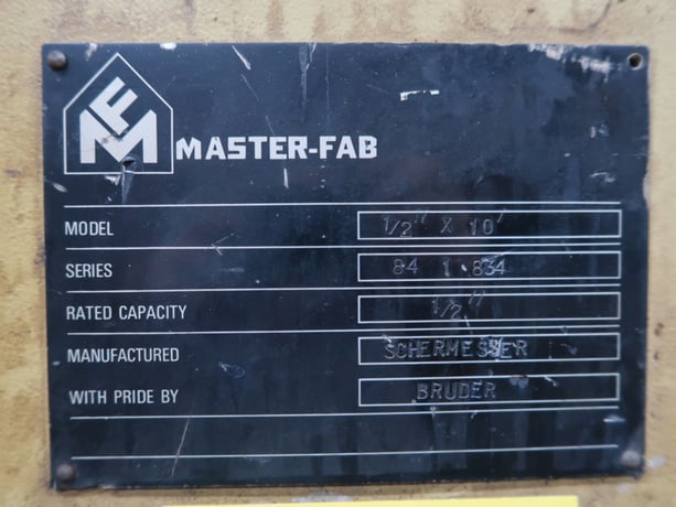 1/2" x 10' Masterfab, hydraulic power squaring shear, front operated power back gauge, 8' squaring arm, (2) - Image 9