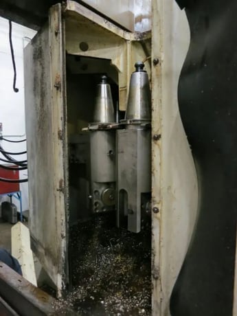96" Giddings & Lewis #84VTC, vertical boring mill, 108" swing, 90" under rail, 12 ATC, Renishaw probe, chip - Image 7