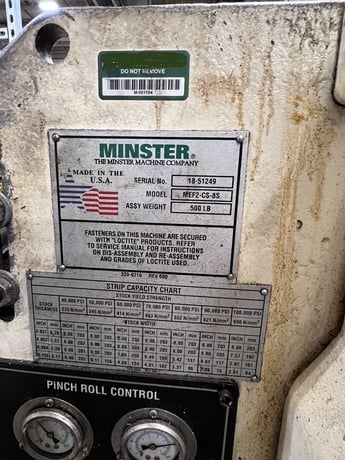 8" x .125" Minster #MEF2-CS-8S, press mounted servo feed, 2006 - Image 5