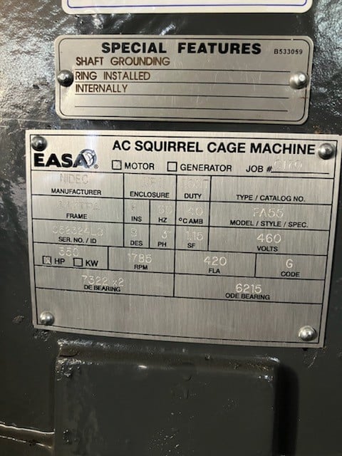 350 HP 1785 RPM U.S. Motors, Frame 447TPA, 460 Volts - Image 3