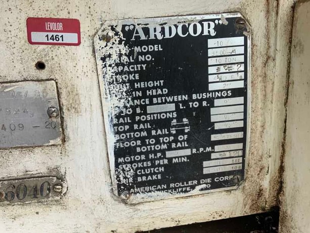 10 Ton, Ardcor #10, 2-post cut-off press, 24 stroke, 9" btwn post, air clutch, 2 HP - Image 6