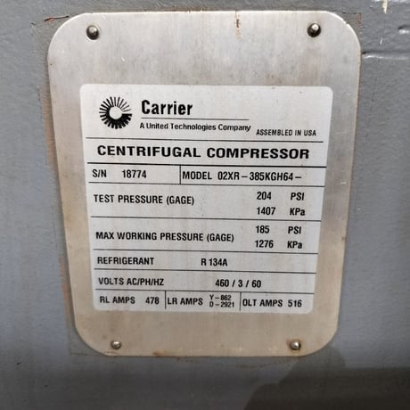 525 Ton, Carrier #19XRV4647385KGH64, evergreen chiller hermetic centrifugal liquid chiller, 460 V., 3-phase - Image 3