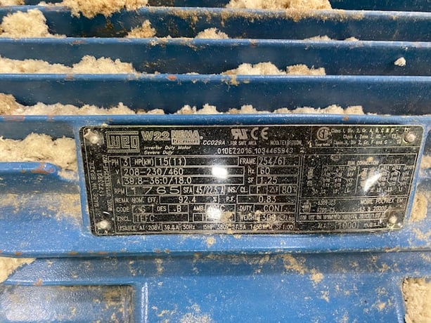 Halifax size 18/6PT/PB, chopper blower fan, Weg 15 HP motor, 2017 - Image 3
