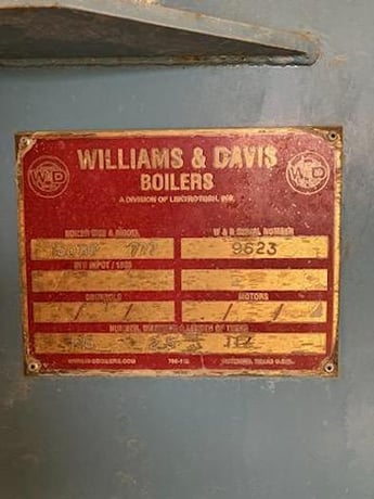150 HP Williams & Davis #150-HP, Steam Boiler, Natural Gas/Diesel, 150 psi, 2012 - Image 4