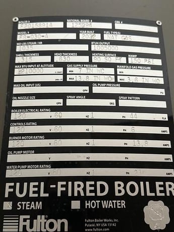 30 HP Fulton #FB-030-A, Steam Boiler, Natural Gas, 90 sq.ft., 1035 lbs./hr., 150 psi, 2022 - Image 4