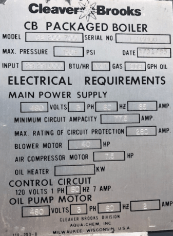 700 HP Cleaver-Brooks #CB-200-700, Steam Boiler, Natural Gas/Oil, 150 psi, 480 V, 1995 - Image 8