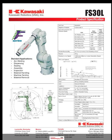 Kawasaki, FS030L E, Robot with " D+" (D Plus) Controller, 6 axis, 66 lbs. capacity, teach pendant, 2008 - Image 8