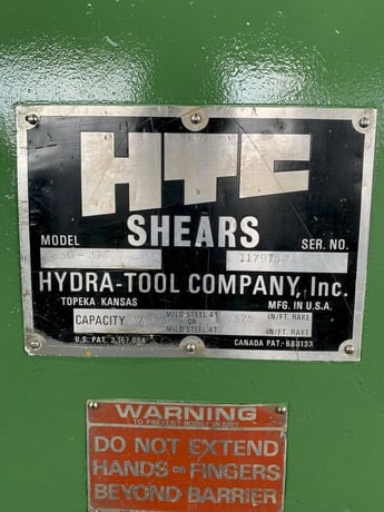 1/4" x 10' HTC #250-10A, Power Squaring Shear, Angle Arm - Image 3