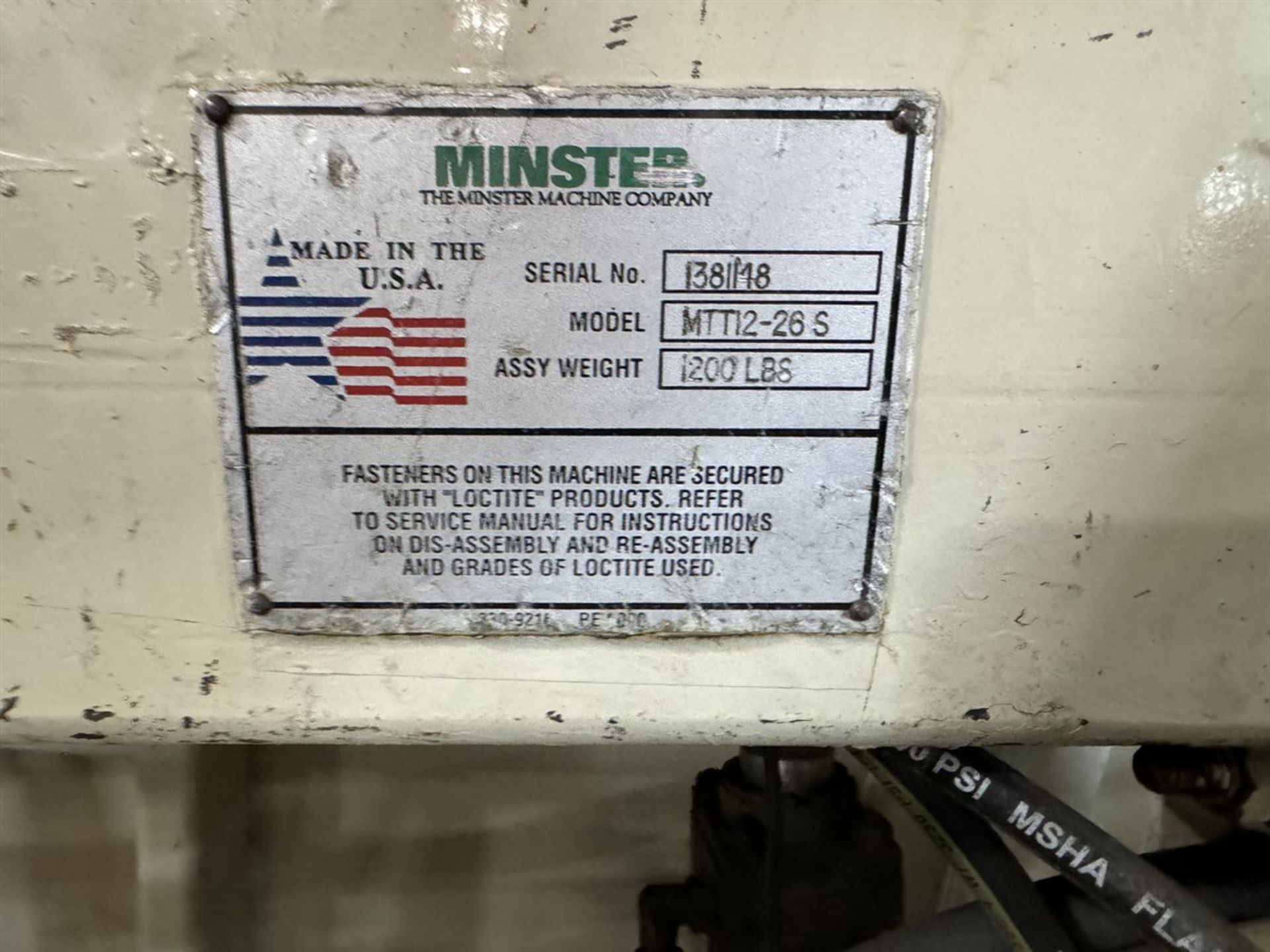 26" x .156" Minster #MSH30-26-7, 15000 lb., 60" OD, 20"-24" ID, 3-leaf mandrel, hydraulic mandrel expansion - Image 9