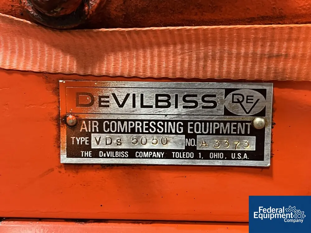 7.5 HP DeVilbiss #VDs-5050, Air Compressor, 1755 RPM, 460 V., 300 PSI - Image 3