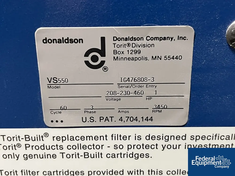 65 sq.ft., Donaldson Torit #VS-550, Dust Collector, 1 HP, 460 V. - Image 2