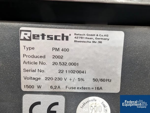 Retsch #PM-400, Ball Mill, 4 Grinding Stations, 230 V. - Image 2