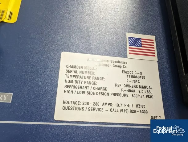 Environmental Specialties #ES2000-CS, Chamber, 70&deg;C, 174 PSIG - Image 2
