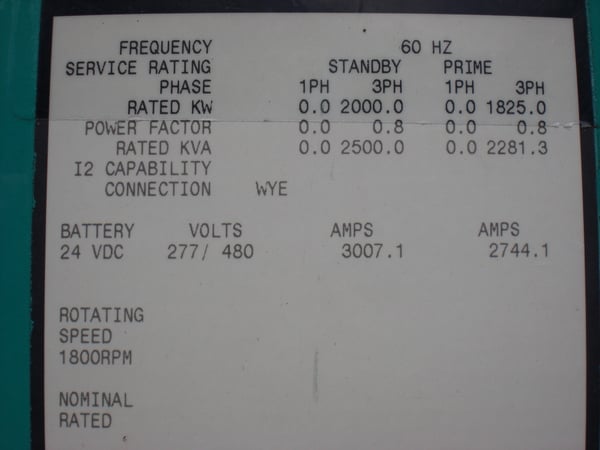2000 KW Cummins #2000DQKC-2200 QSK60 engine, 277/480 Volts, 2001 - Image 5