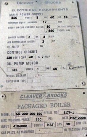 100 HP Cleaver-Brooks #CB-200-100-150, 150 psi, 2008 - Image 3