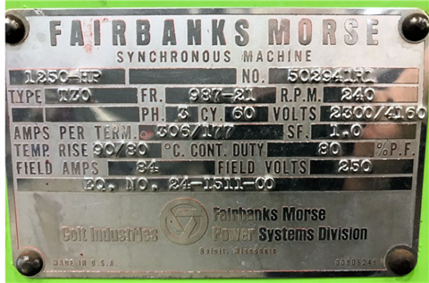 1250 HP RPM Fairbanks-Morse, TZO Synchronous Motor - Image 4