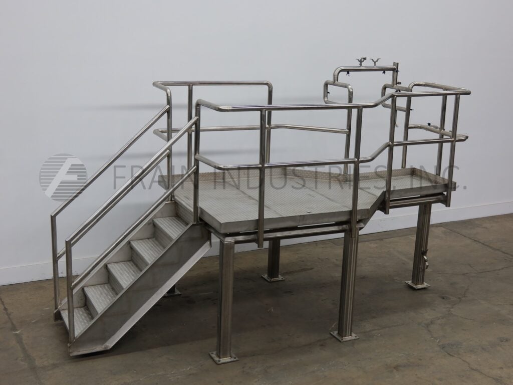 68" x 112" Standing Platform Mezzanine, 47" Tall, (5) Step Staircase, 42" Guard Rails - Image 1