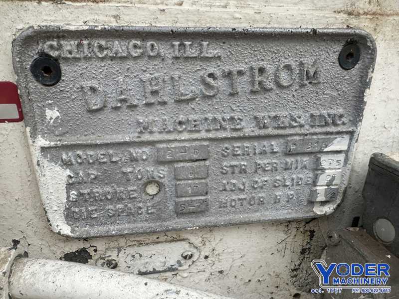 8 Ton, Dahlstrom #2-D, 4-Post Cutoff Press, 1 Stroke, 7" Shut Height, 2 HP - Image 7