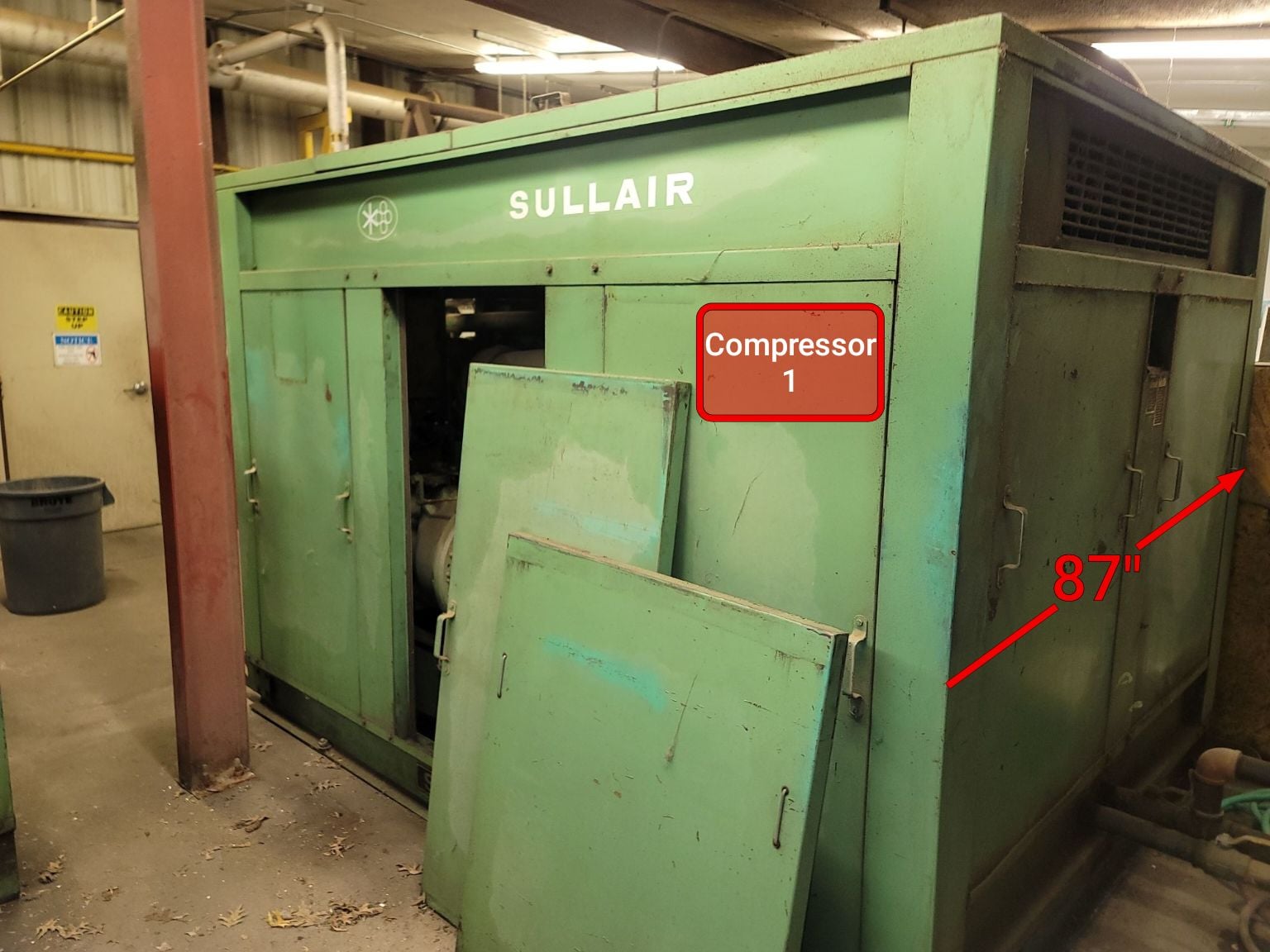 100 psi, Sullair #25S-200L 100, Air Compressor, 200 HP, 1987 - Image 2