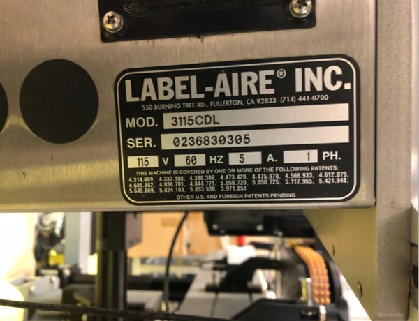 Label-Aire #3115CDL, Pressure Sensitive Labeler, 32 oz. Capacity - Image 6