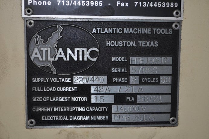 150 Ton, Atlantic #HDE150-12, hydraulic press brake, 12' overall, 10' 2" between housing, 4.72" stroke - Image 2