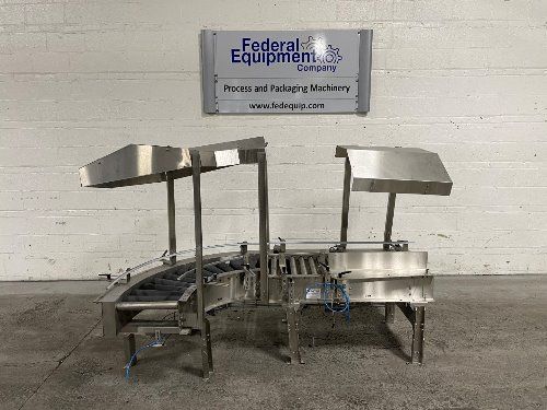 16" wide, CPW, Powered Roller Conveyor, 90 deg. Angle section, on legs - Image 1