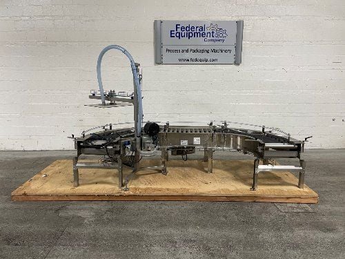 16" wide x 3' long, CPW, Powered Roller Conveyor, 90 deg. Angle sections, on legs - Image 1