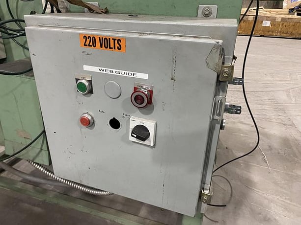 50" Maxson #MSE, single rotary knife sheeter, 53" wide stationary bed knive, 330 FPM, 1994 - Image 8