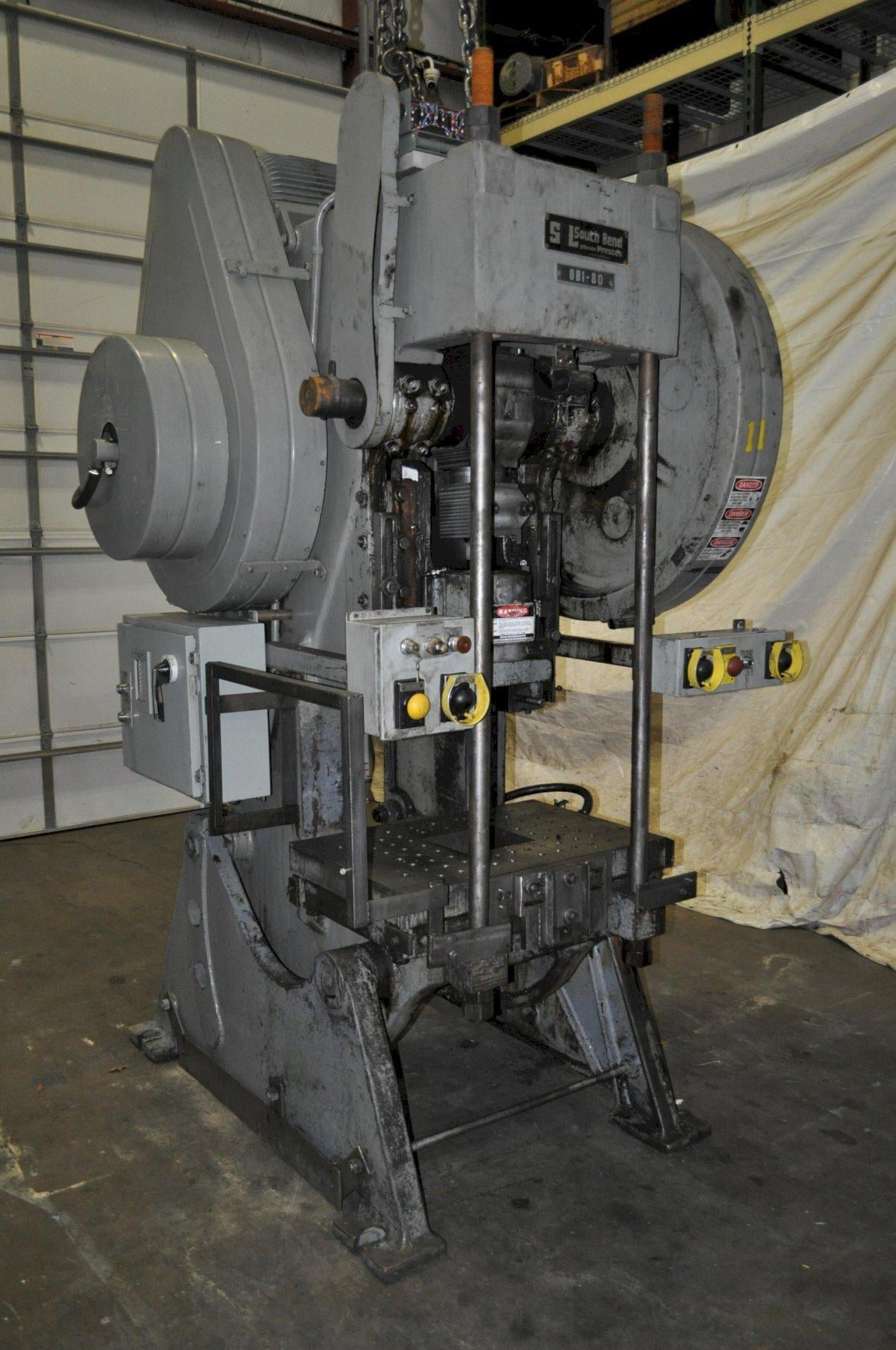80 Ton, South bend / South Bend #80-BG-AC, OBI Press, 4" Stroke, 15.54" Shut Height, 44 SPM, 16.25" x 13.25" - Image 1
