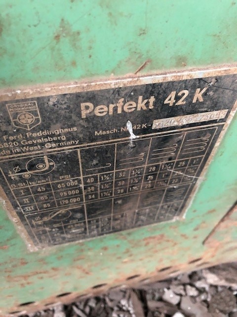 1-5/8" Peddinghaus #Perfekt-42k, Single/Double Bends, Stirrups/Multi-Angular Spirals, Electric Foot Switch - Image 3