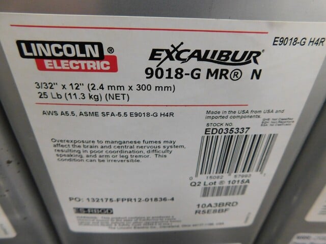 Lincoln Electric, Excaliber 9018 MR N ED035337, 3/32" x 12", lot of 30 - Image 9