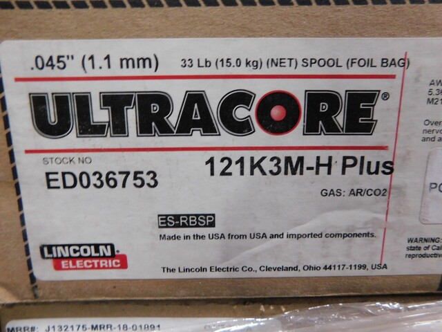 Lincoln Electric, Ultracore 121K3M-H Plus ED036753, 0.045", lot of 57 - Image 9
