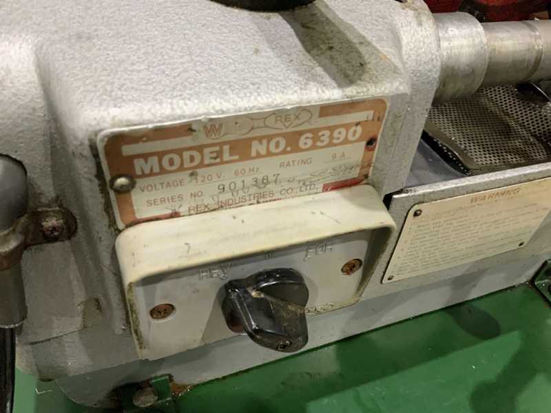 1/2" - 2" Rex #6390, pipe & bolt threader, 5" carriage travel, 3 die heads, 1/2 HP, serial #901387 - Image 6