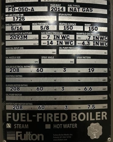 50 HP Fulton #FB-050-A, 150 PSI steam boiler, 2014 - Image 3