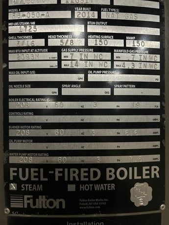 50 HP Fulton #FB-050-A, 150 PSI steam boiler, 2014 - Image 4