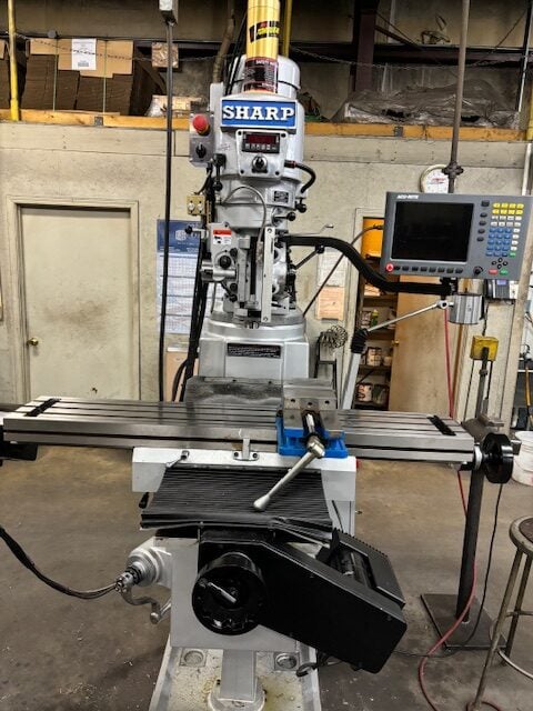 Sharp #TMV-DVS/MP-2, 10" x54" tbl., 3 HP, 31" X, 15.5" Y, 5" Z, 4500 RPM, R-8, 2-Axis, Acu-Rite Millpwr G2 - Image 5