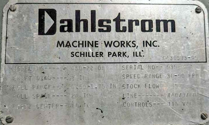 20 Stand, Dahlstrom #450-22OB, rollformer, 2" shaft diameter, 4.5"-5.75"vertical, 24" roll space, 10" horiz - Image 7