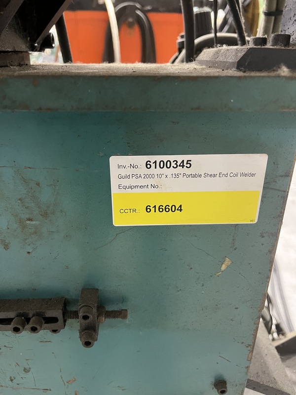 225 Amps, Guild #PSA-2000, 10" x .135" portable shear end coil welder - Image 6