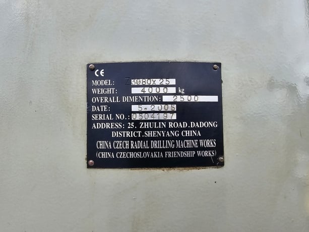 China Czech #Z3080x25, radial arm drill, 10 HP, serial #0504197, 2005 - Image 2