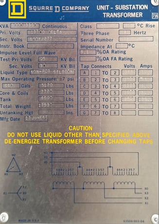 3000 KVA 13200 Delta Primary, 480Y/277 Secondary, Square D - Image 1